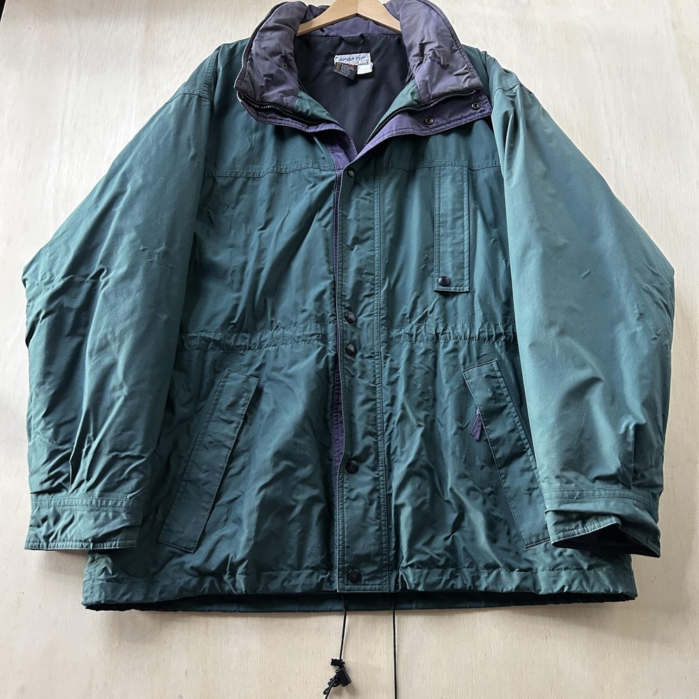 Vintage Sportif Jacket Mens XL Green Nylon Gore-Tex Parka Full Zip Outdoor